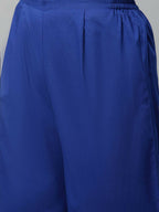 Ahalyaa Womens Indigo Blue Pure Cotton Printed Kurta Palazzo Set | Grocsy