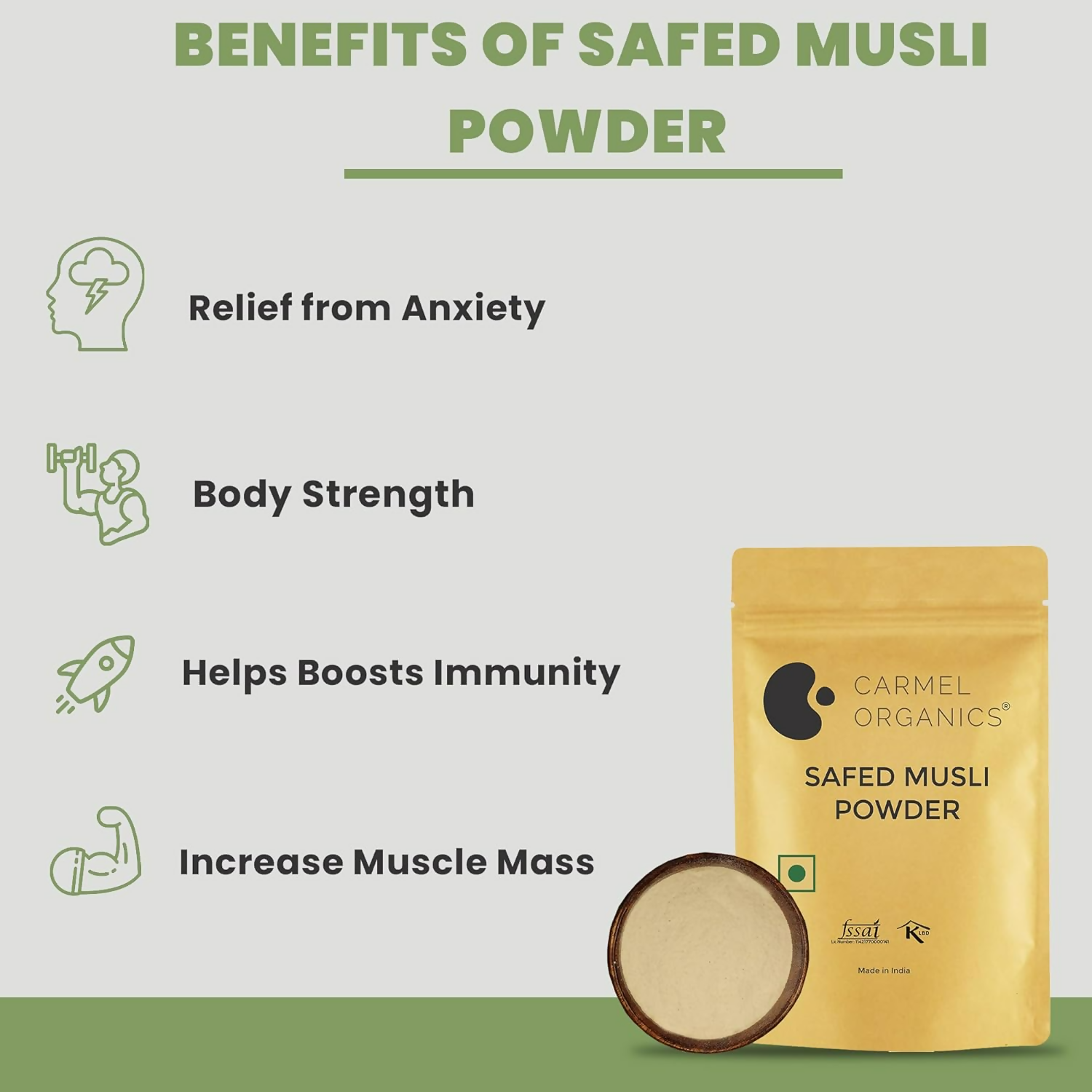 Carmel Organics Safed Musli Root Powder | Grocsy