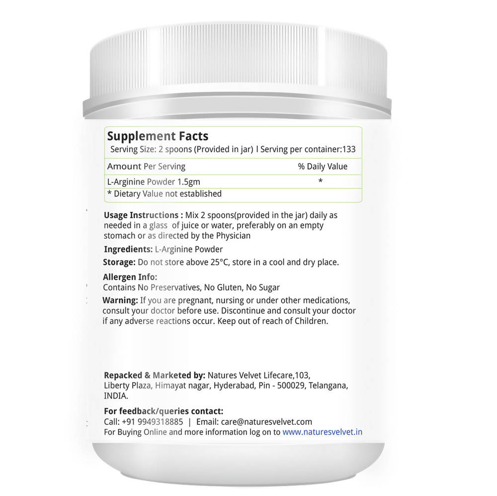 Nature's Velvet L-Arginine Powder | Grocsy