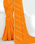 Mustard Georgette Bandhani Printed Saree With Unstitched Blouse Piece - Jyoti | Grocsy