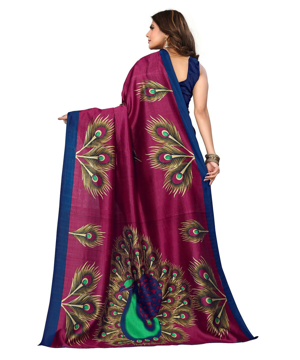 Vamika purple Printed Art Silk Saree | Grocsy