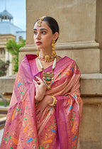 Bittersweet Peach Superior V.P.Silk Woven Printed Patola Silk Saree - Rewaa Milano | Grocsy