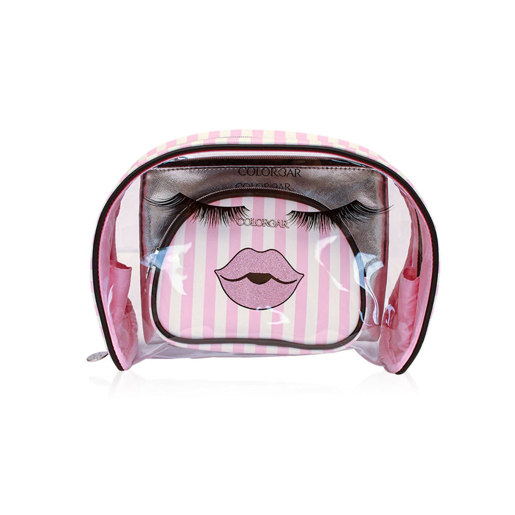 Colorbar Pouch Lips & Lashes Bag In Bag (Set Of Three) - White + Blush Pink | Grocsy