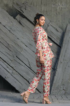 Women's Partywear Designer White & Multi Muslin co-ord set - Stylishta | Grocsy