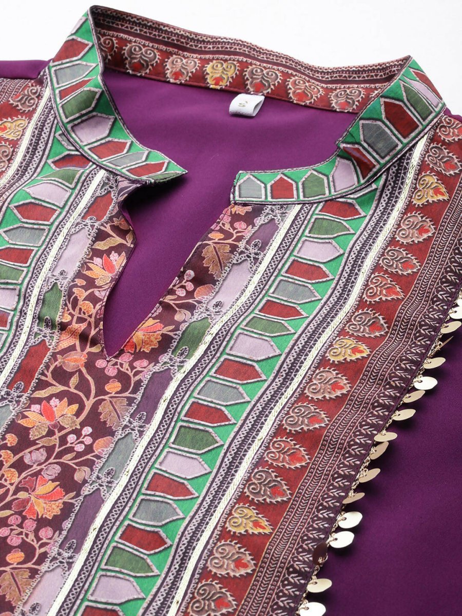 Ahalyaa Women's Traditional wear Kurta Set - Burgundy | Grocsy