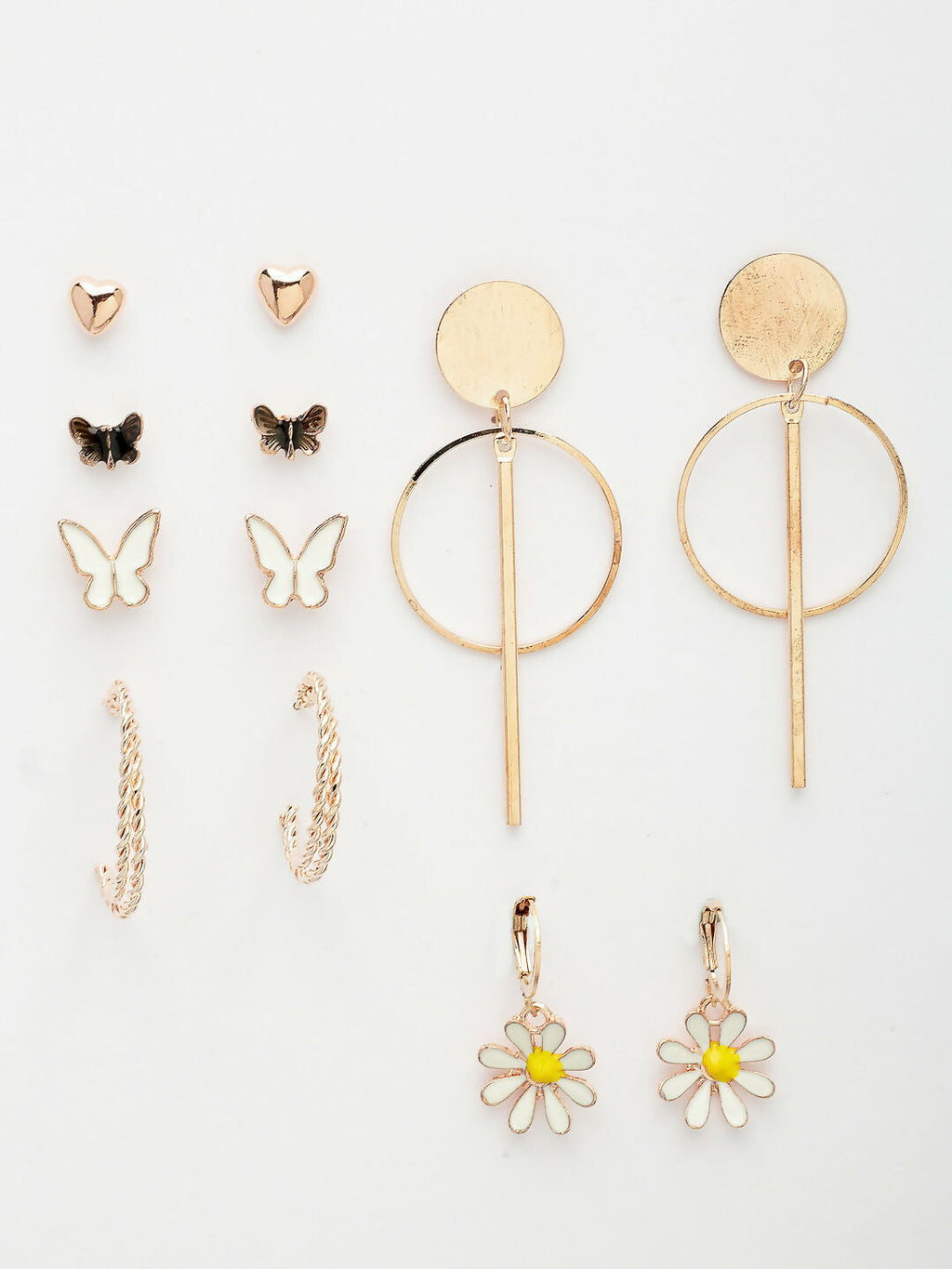 NVR Women's Set of 6 Rose Gold-Polished Contemporary Drop Earrings | Grocsy