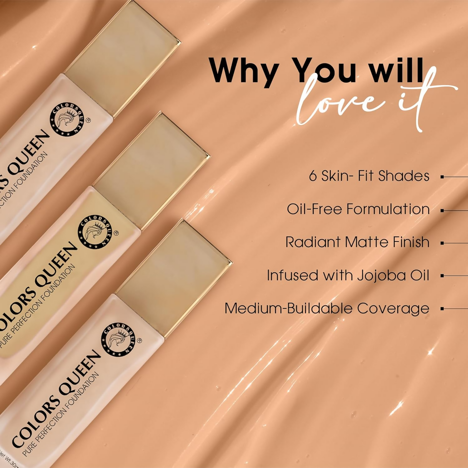 Colors Queen Pure Perfection Foundation – 02 Rose Blush | Grocsy