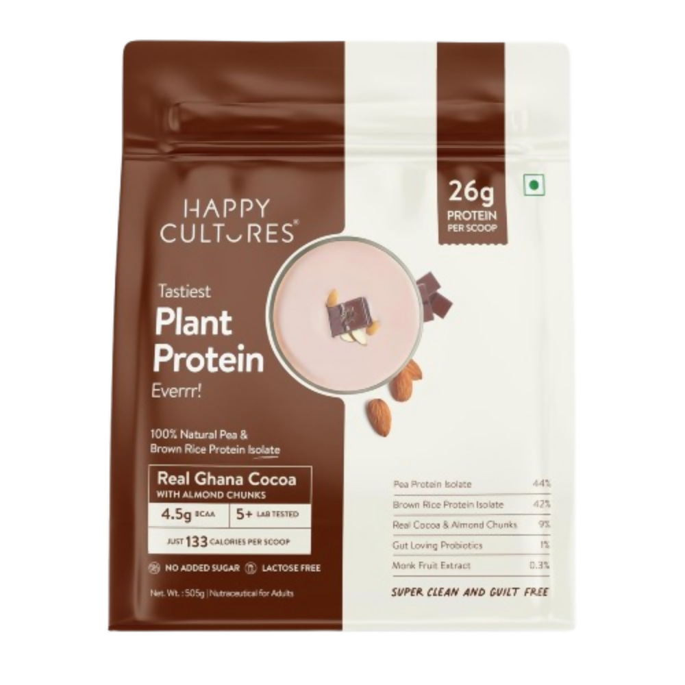 Happy Cultures 26g Tastiest Plant Protein| Chocolate, Almond Chunks & Ashwagandha | Grocsy