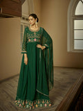 Green Heavy Faux Georgette Anarkali Embroidered Kurta Set - Dhvani | Grocsy