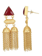 Joban Fashion Women Red Stone Matte Gold Jhumka | Grocsy
