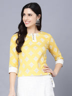 Myshka Yellow White Printed Ready to Wear Lehenga | Grocsy
