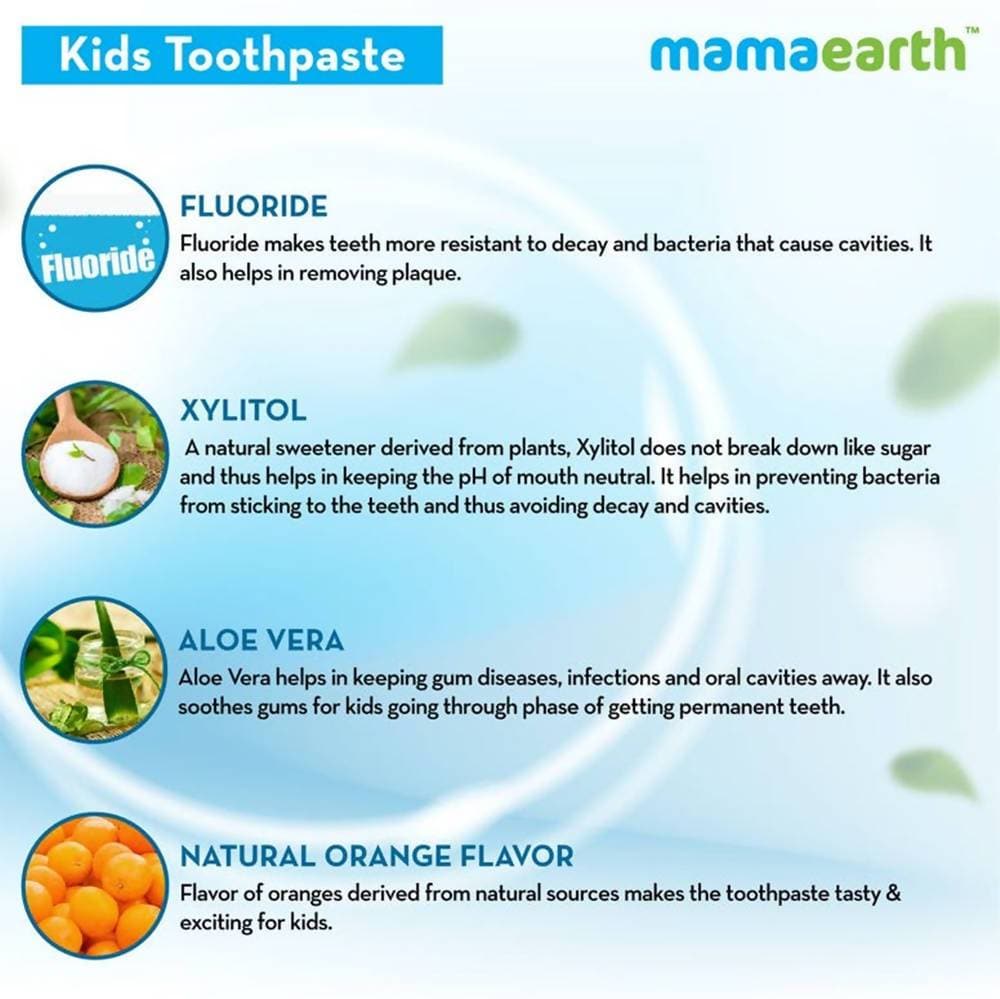 Mamaearth Awesome Orange Baby Toothpaste Cleanses Teeth, Provides Healthy Teeth & Gums | Grocsy