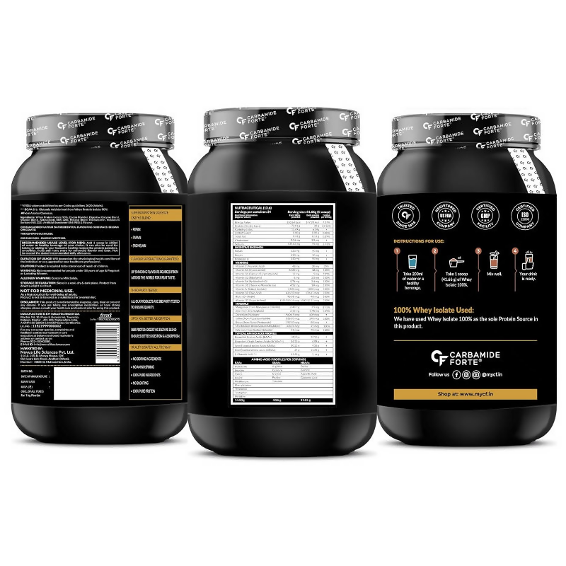 Carbamide Forte Whey Isolate 100% Pure Protein Powder - Belgian Chocolate | Grocsy