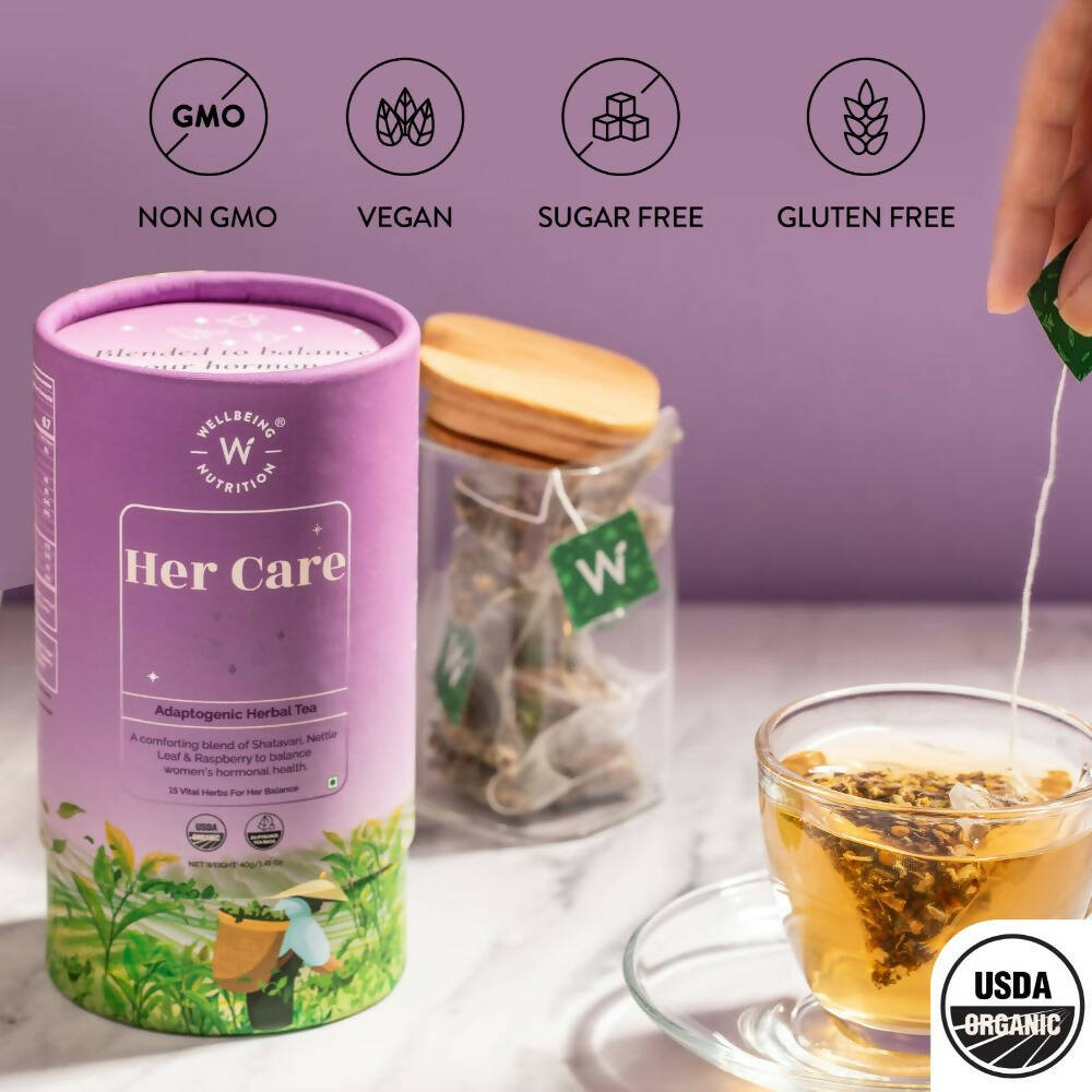Wellbeing Nutrition Her Care Herbal Tea | Grocsy