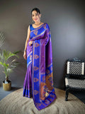 Joban Fashion Royal Blue Meenakari Weaving Paithani Sarees | Grocsy