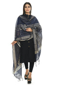 Mominos Fashion Moeza Handloom Cotton Navy Blue Dupatta | Grocsy