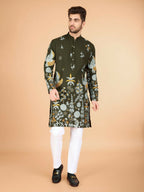 Vastranavya Exclusive Wedding Wear Viscose Rayon Thread Embroidered Work Kurta | Grocsy