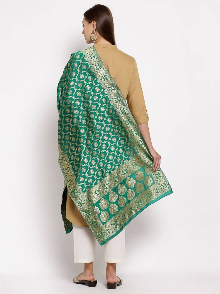 Myshka Women's Green Silk Print Casual Dupatta | Grocsy