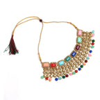 Mominos Fashion Johar Kamal Gold-Polished Rajwadi Design Heavy Multi Color Necklace Set For Women