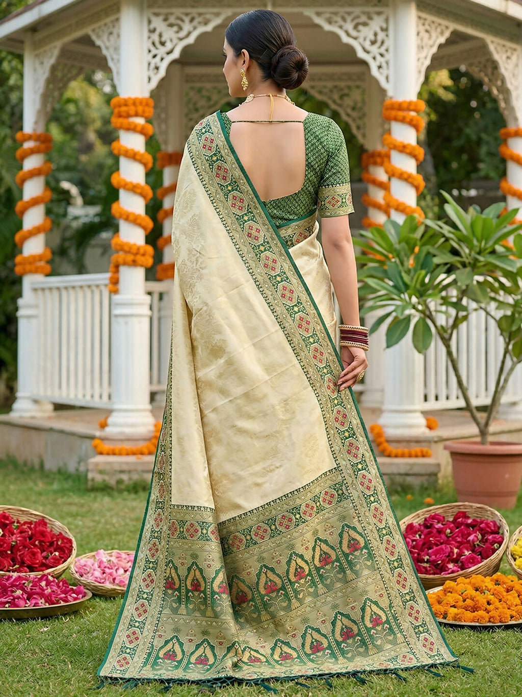 Shree Shyam Fashion Green Soft Silk Saree | Grocsy