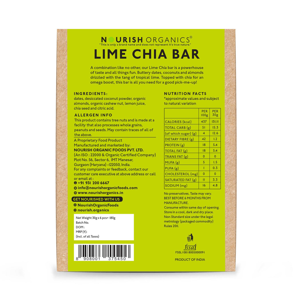 Nourish Organics Lime Chia Bar | Grocsy