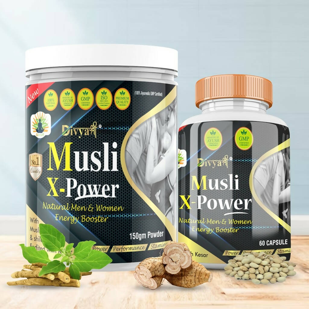 Divya Shree Musli X-Power Capsule, Powder Combo | Grocsy