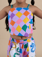 Snakes and Ladders Girls Multi Color Rotary Print Top and Pant Set from Siblings Collection | Grocsy