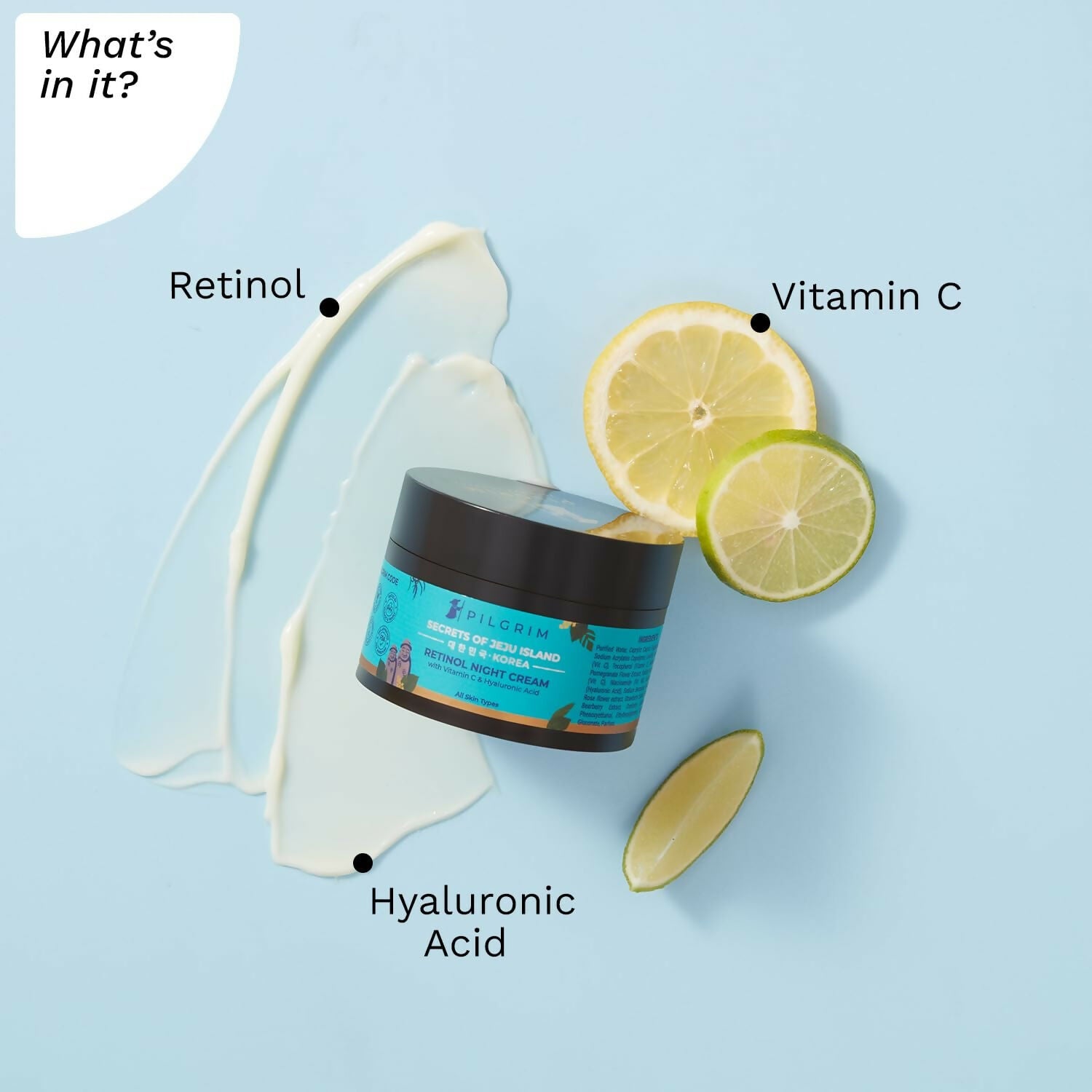 Pilgrim Korean Retinol Anti Aging Night Cream with Hyaluronic Acid & Vitamin C For Young, Wrinkle-free & Radiant Skin | Grocsy