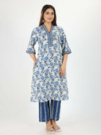 Aramya Off White Soft Cotton Floral Print Straight Kurta Set for Women | Grocsy