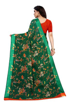 Vamika Green Linen Satin Patta Saree (MANSI GREEN) | Grocsy
