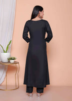 Miravan Womens Black Mirror Work Angrakha Kurta And Palazzo Set | Grocsy