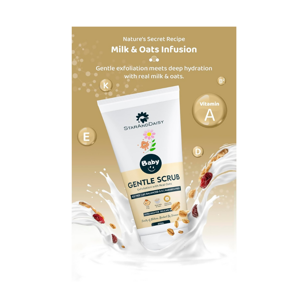 StarAndDaisy Baby Body Scrub with Real Milk & Oats, SLS Free & Paraben free with pH 5.5 | Grocsy