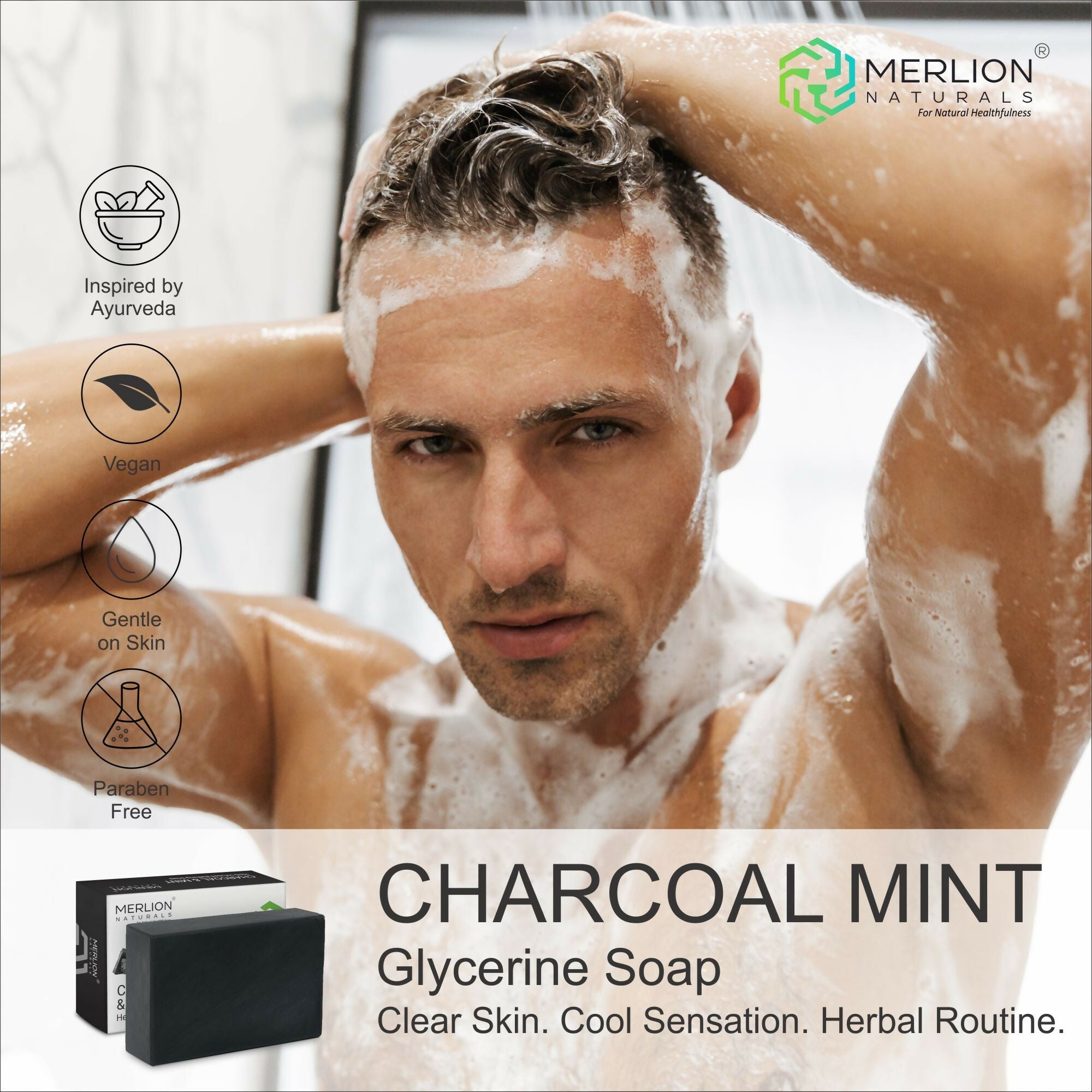 Merlion Naturals Charcoal & Mint Glycerine Soap | Grocsy