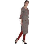 Kanoor Garments Women's Brown Rayon Straight Kurti | Grocsy