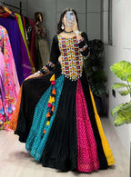 Yash Enterprise Multicolor Rayon Cotton Embroidery Semi Stitched Navratri Chaniya Choli | Grocsy