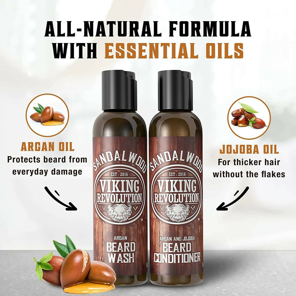 Viking Revolution Sandalwood Beard Wash and Beard Conditioner Combo | Grocsy