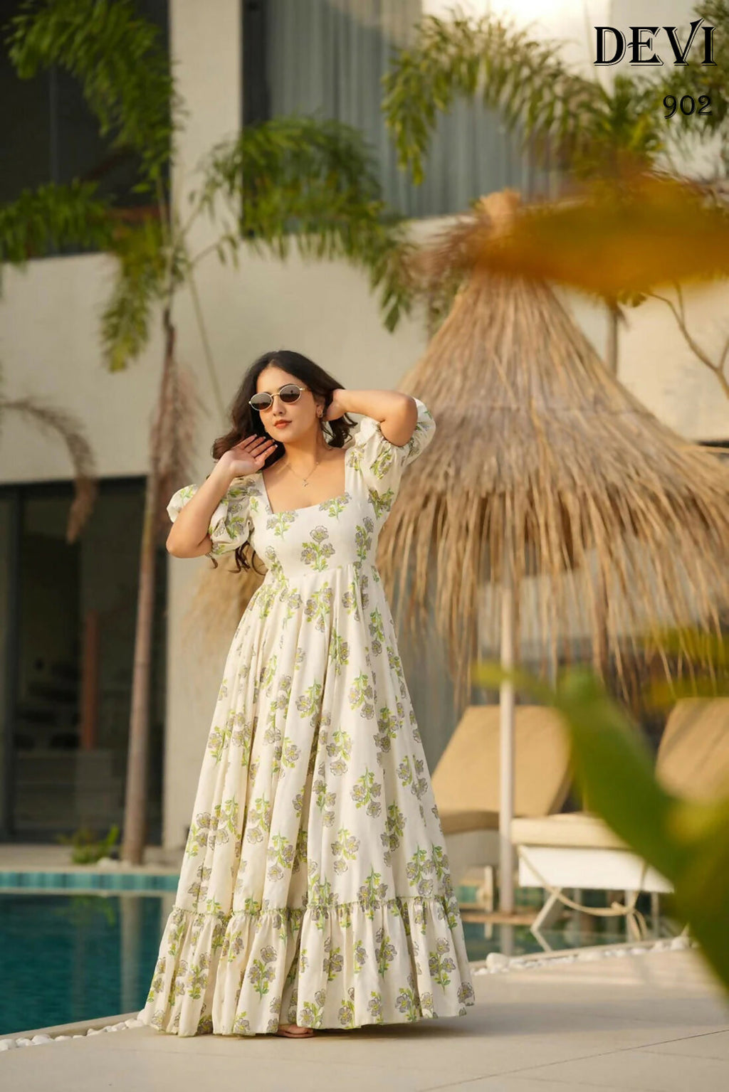 Aayaa Designer Printed Full Flared Gown - Multi Color | Grocsy