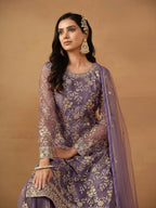 Anaita Purple Embroidered Net Salwar Suit | Grocsy