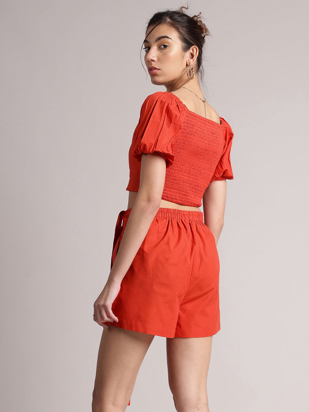 Zaccai Women's Rust Poplin Solid Co-Ords | Grocsy