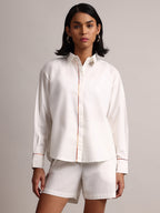 Zaccai Women's White Poplin Solid Co-Ords | Grocsy