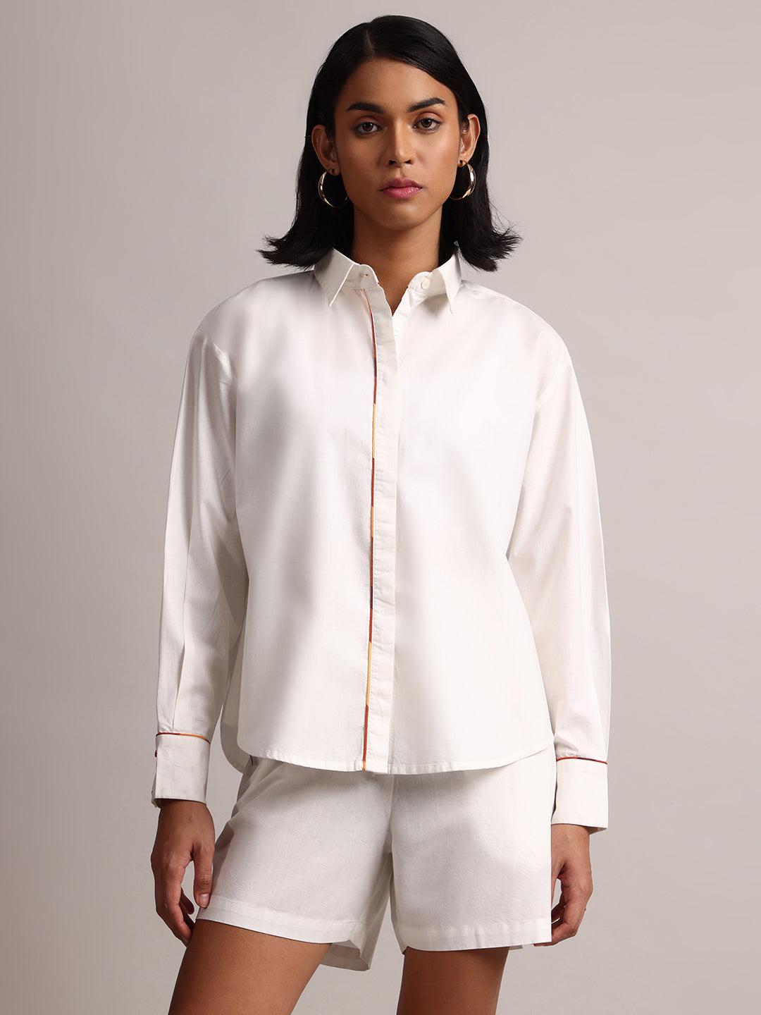 Zaccai Women's White Poplin Solid Co-Ords | Grocsy