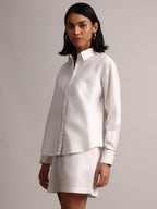 Zaccai Women's White Poplin Solid Co-Ords | Grocsy