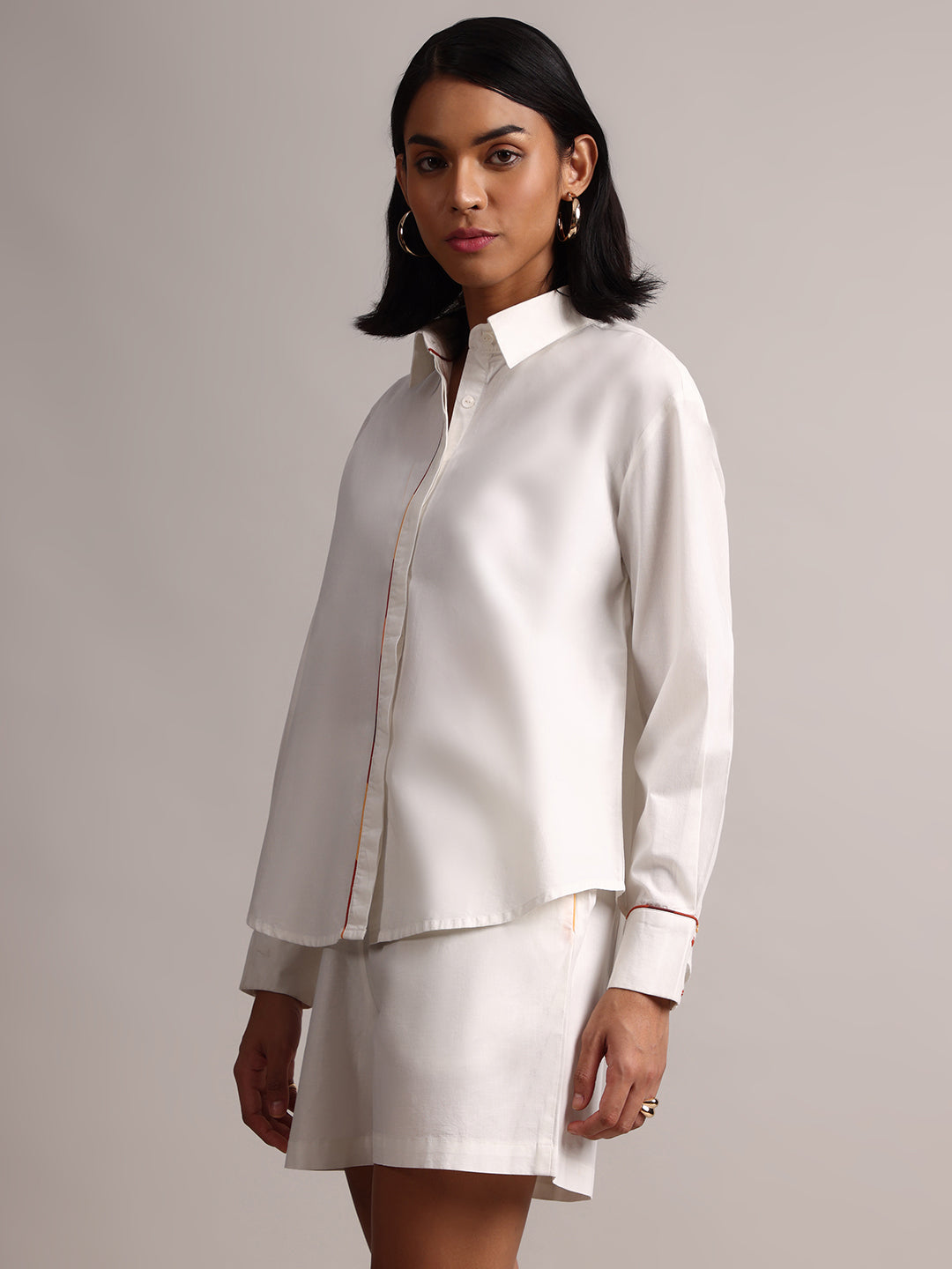 Zaccai Women's White Poplin Solid Co-Ords | Grocsy