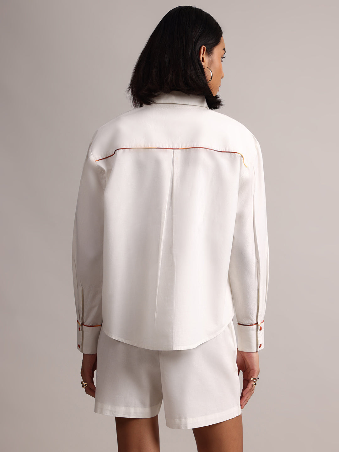 Zaccai Women's White Poplin Solid Co-Ords | Grocsy