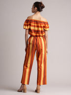 Zaccai Women's Brown Poplin Striped Co-Ords | Grocsy