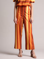 Zaccai Women's Brown Poplin Striped Co-Ords | Grocsy