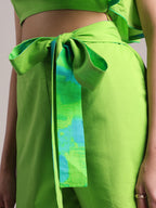 Zaccai Women's Green Cambric Solid Co-Ords | Grocsy