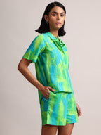 Zaccai Women's Lime Cambric Abstract Dress | Grocsy