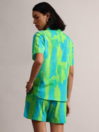 Zaccai Women's Lime Cambric Abstract Dress | Grocsy