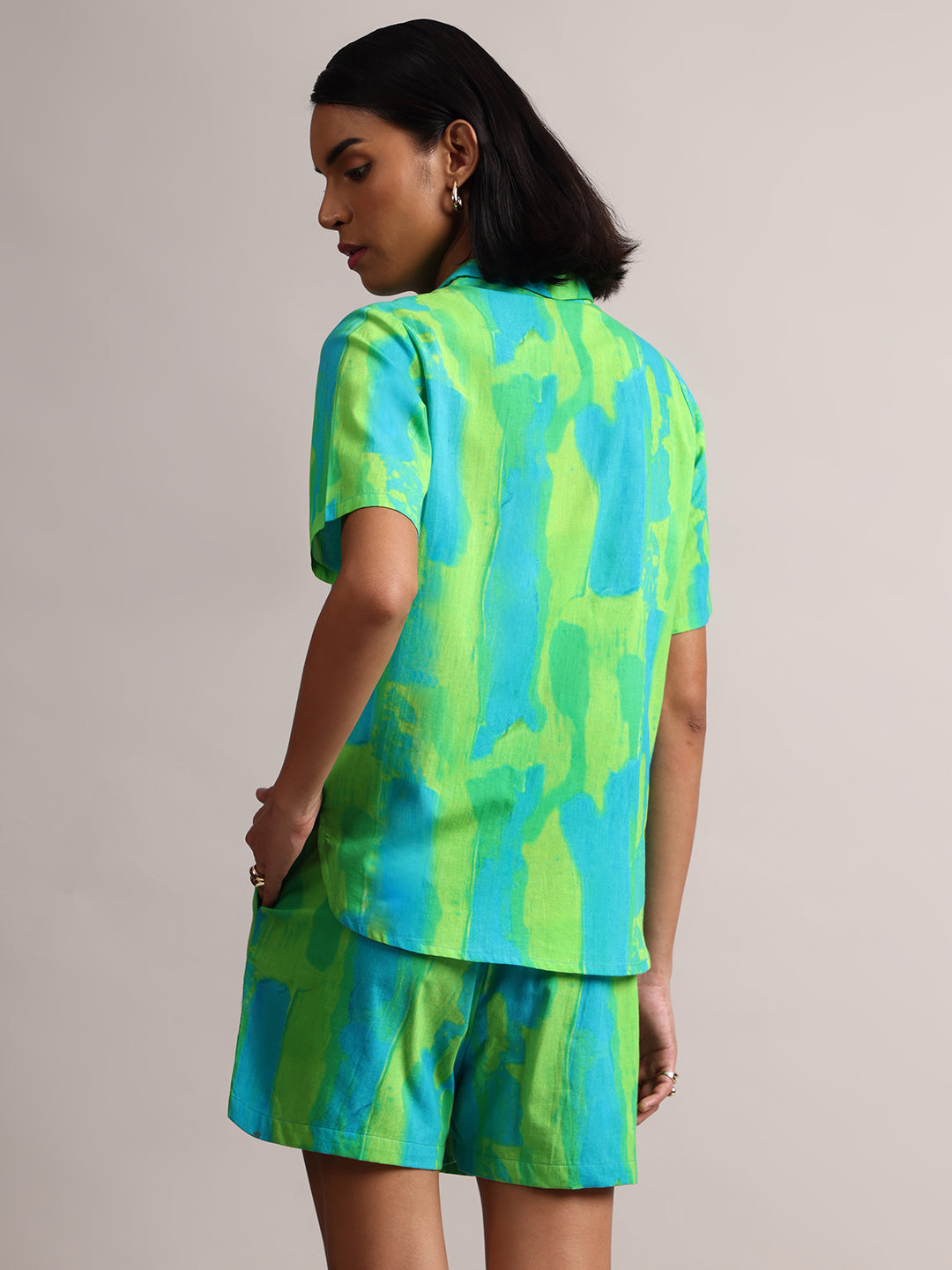 Zaccai Women's Lime Cambric Abstract Dress | Grocsy